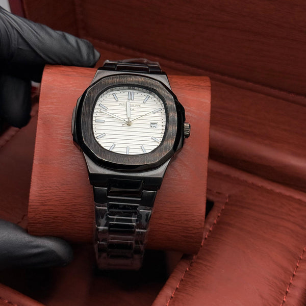 PP Black with white dial with date