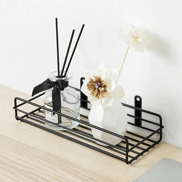 wall mounted multipurpose shelf with adhesive tapes by Metallics Home